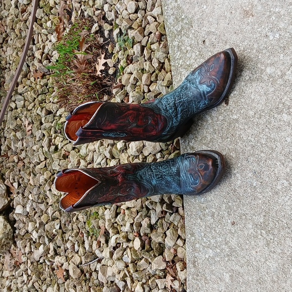 Lucchese Stonewashed Goat Cowgirl Boot Robins Egg N9320 sz 9 - Picture 15 of 16